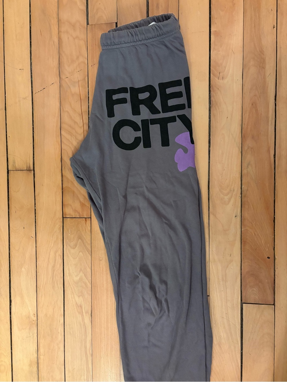 freecity Gray Sweatpants with Purple Accent